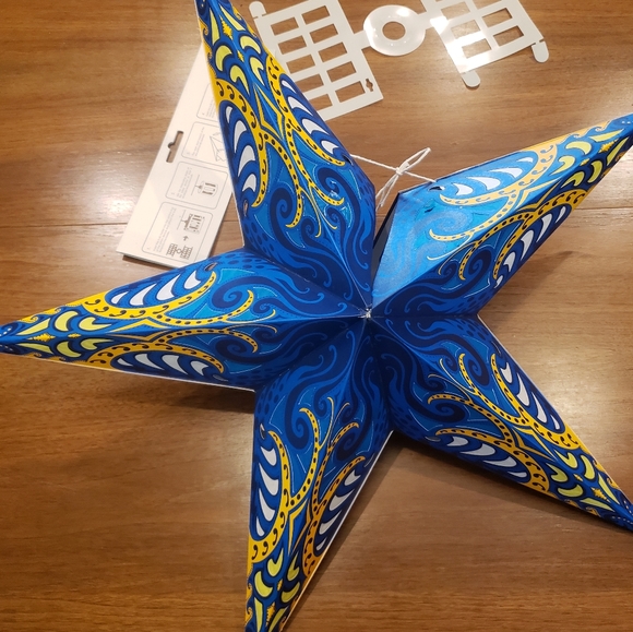 Paper Star Other - Hanging Paper Star Lantern - blue & yellow